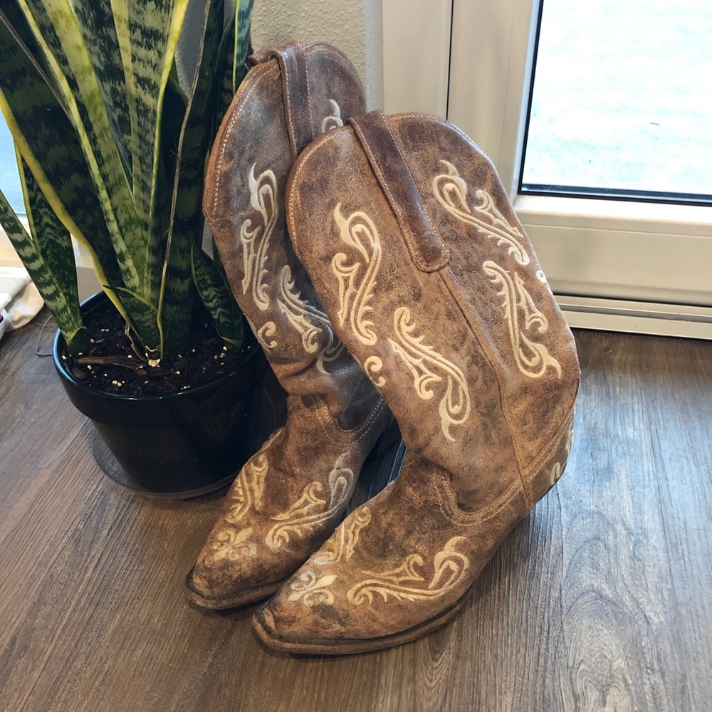 Gen leather gorg stitching authentic cowgirl boots